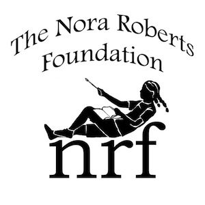 A black and white logo of the nora roberts foundation.