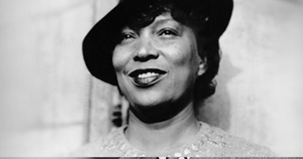 Horizontal Black and White photo of Zora Neale Hurston